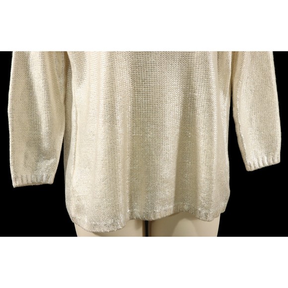 Charming Charlie Womens Rock Chic Sweater M Medium Metallic Silver Pullover NEW - Picture 3 of 9